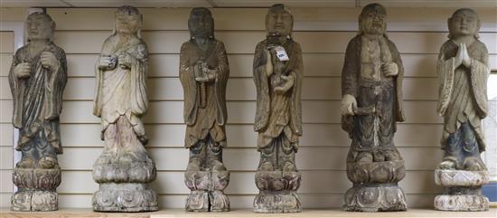 A set of six Chinese figures of lusham tallest 81cm